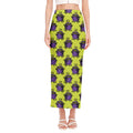 Halloween Witch Cauldron Pattern Print Side Slit Maxi Skirt