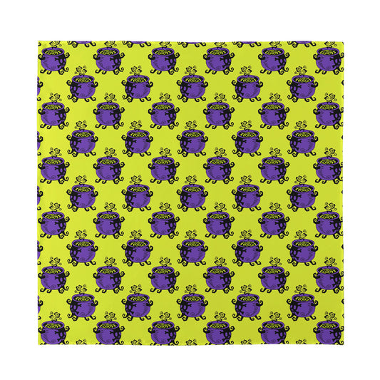 Halloween Witch Cauldron Pattern Print Silk Bandana
