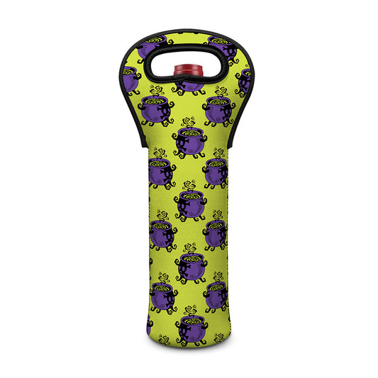 Halloween Witch Cauldron Pattern Print Single Neoprene Wine Tote