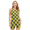 Halloween Witch Cauldron Pattern Print Sleeveless One Piece Swimsuit