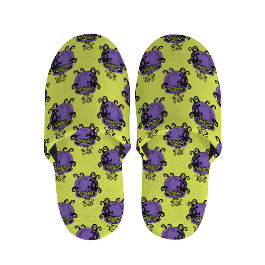 Halloween Witch Cauldron Pattern Print Slippers