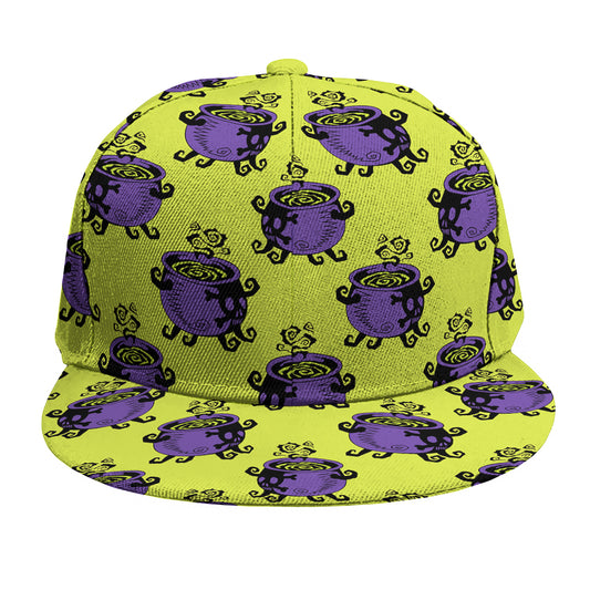 Halloween Witch Cauldron Pattern Print Snapback Cap