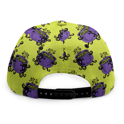 Halloween Witch Cauldron Pattern Print Snapback Cap