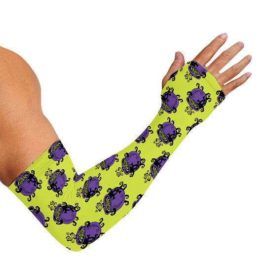 Halloween Witch Cauldron Pattern Print Sun Protection Arm Sleeves
