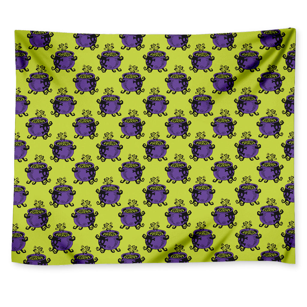 Halloween Witch Cauldron Pattern Print Tapestry