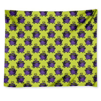 Halloween Witch Cauldron Pattern Print Tapestry