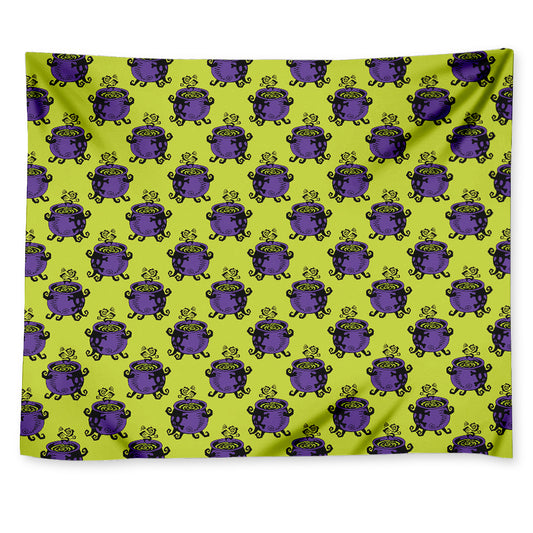 Halloween Witch Cauldron Pattern Print Tapestry