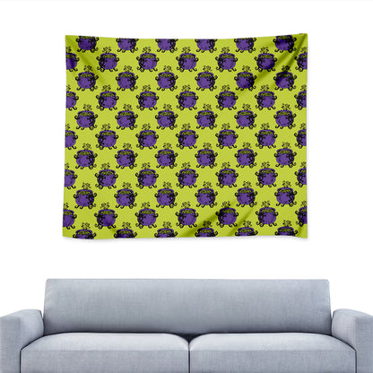 Halloween Witch Cauldron Pattern Print Tapestry
