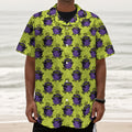 Halloween Witch Cauldron Pattern Print Textured Short Sleeve Shirt