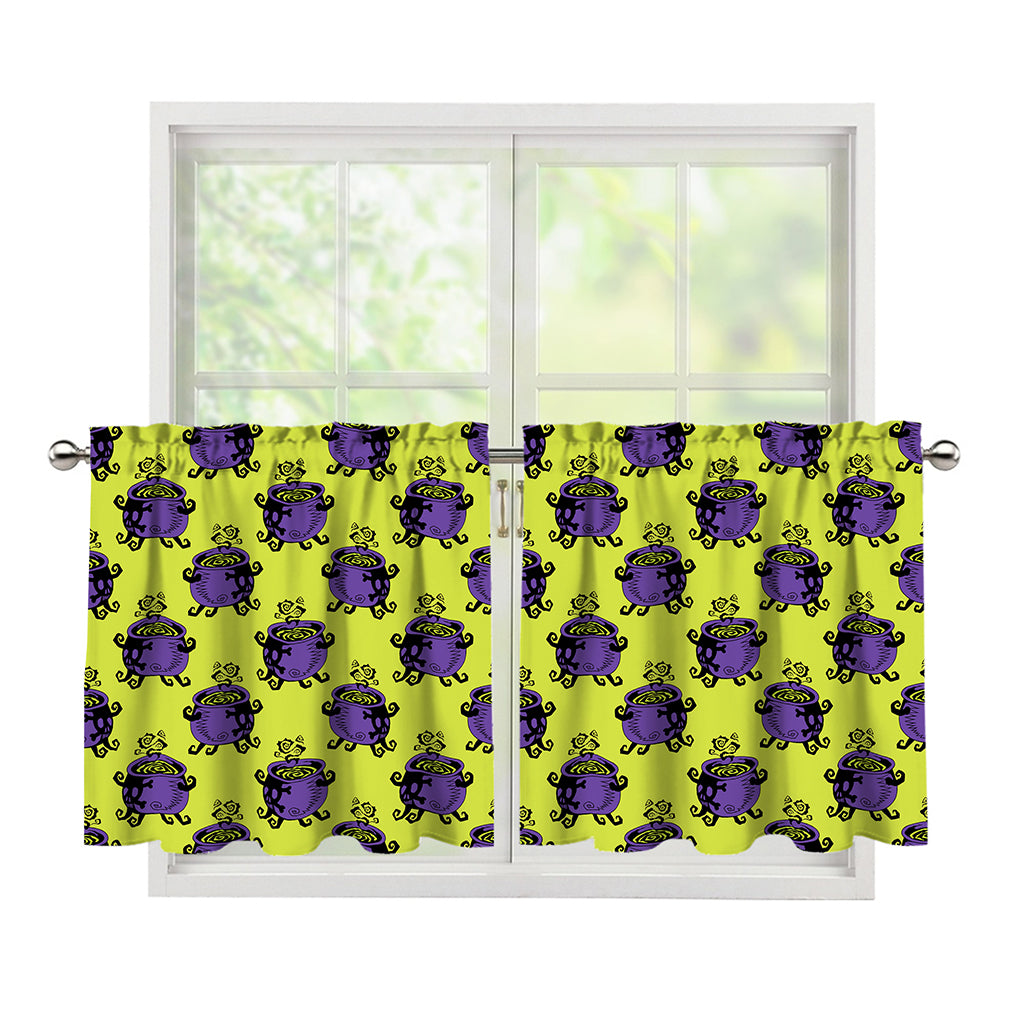 Halloween Witch Cauldron Pattern Print Tier Curtains