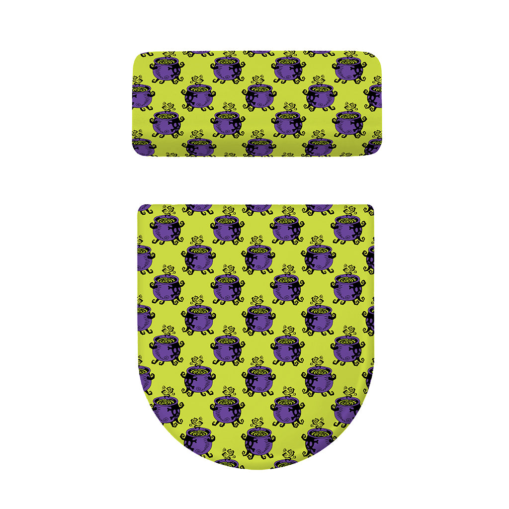 Halloween Witch Cauldron Pattern Print Toilet Lid And Tank Cover Set