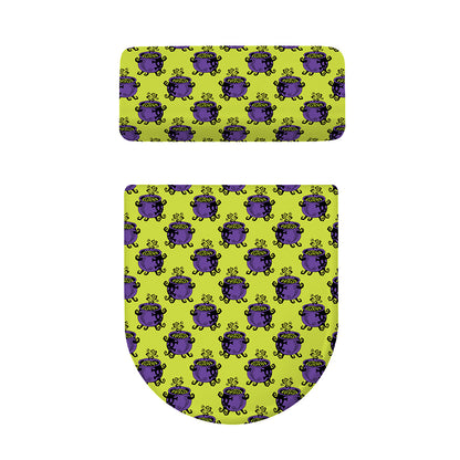 Halloween Witch Cauldron Pattern Print Toilet Lid And Tank Cover Set
