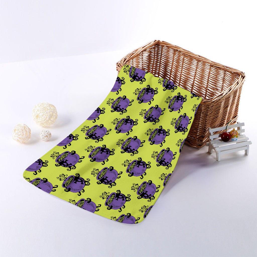 Halloween Witch Cauldron Pattern Print Towel