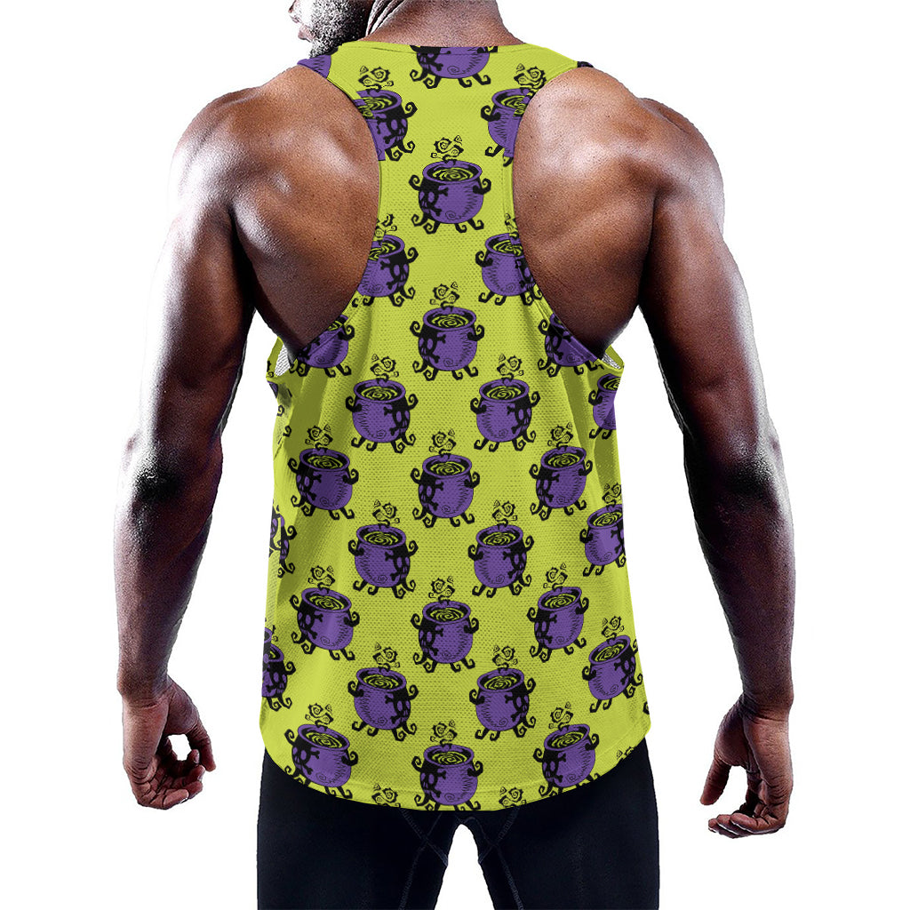 Halloween Witch Cauldron Pattern Print Training Tank Top