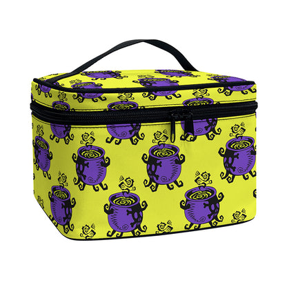 Halloween Witch Cauldron Pattern Print Travel Makeup Bag