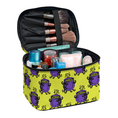 Halloween Witch Cauldron Pattern Print Travel Makeup Bag
