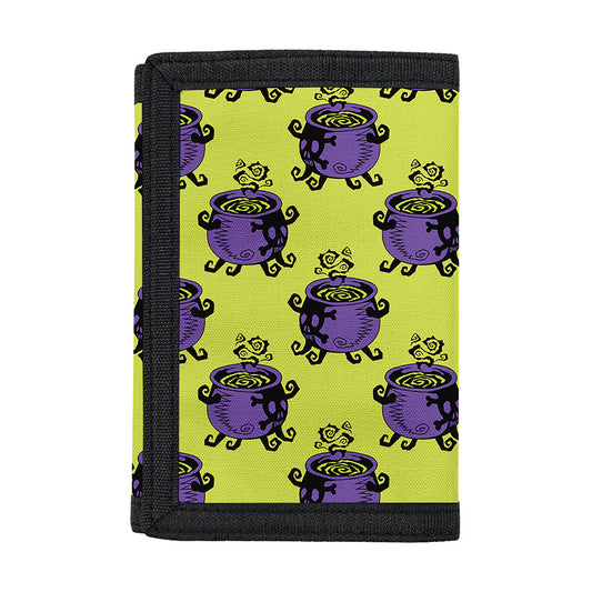 Halloween Witch Cauldron Pattern Print Trifold Wallet