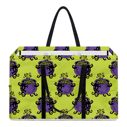 Halloween Witch Cauldron Pattern Print Utility Tote Bag