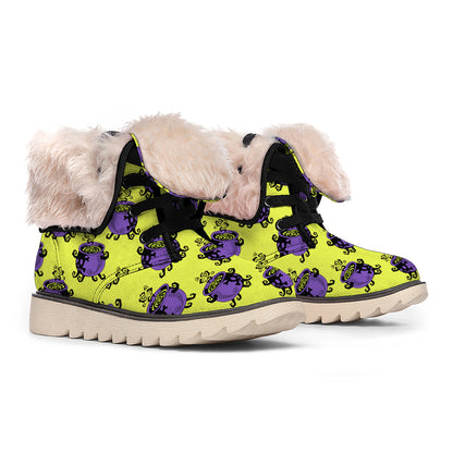 Halloween Witch Cauldron Pattern Print Winter Boots