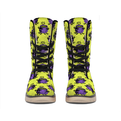 Halloween Witch Cauldron Pattern Print Winter Boots