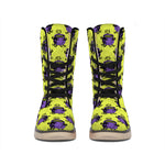 Halloween Witch Cauldron Pattern Print Winter Boots