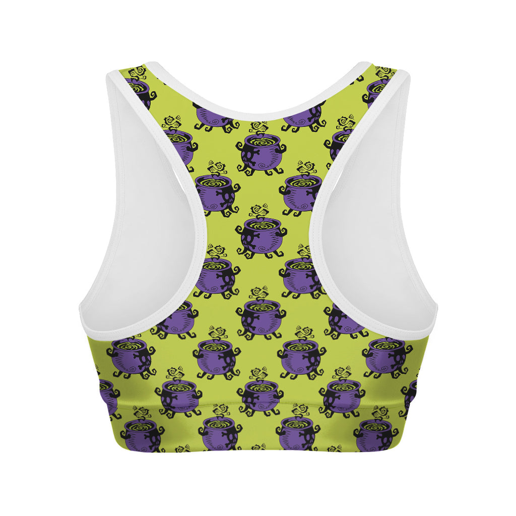 Halloween Witch Cauldron Pattern Print Women's Sports Bra