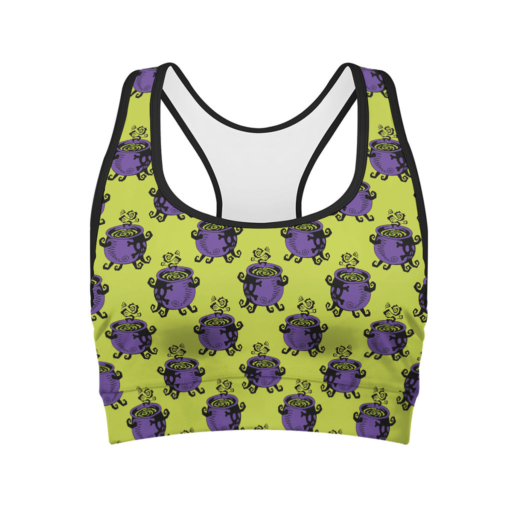 Halloween Witch Cauldron Pattern Print Women's Sports Bra