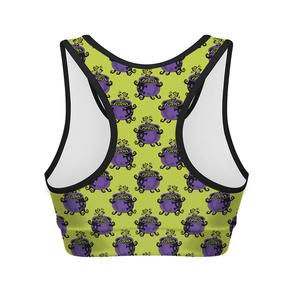 Halloween Witch Cauldron Pattern Print Women's Sports Bra