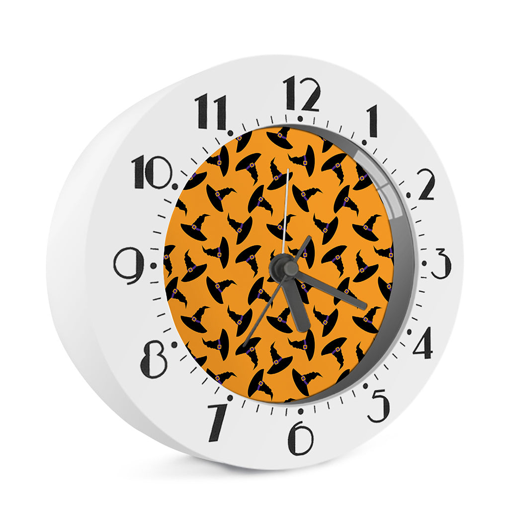 Halloween Witch Hat Pattern Print Alarm Clock