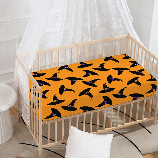Halloween Witch Hat Pattern Print Baby Crib Sheet