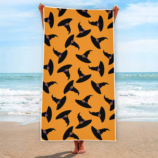 Halloween Witch Hat Pattern Print Beach Towel