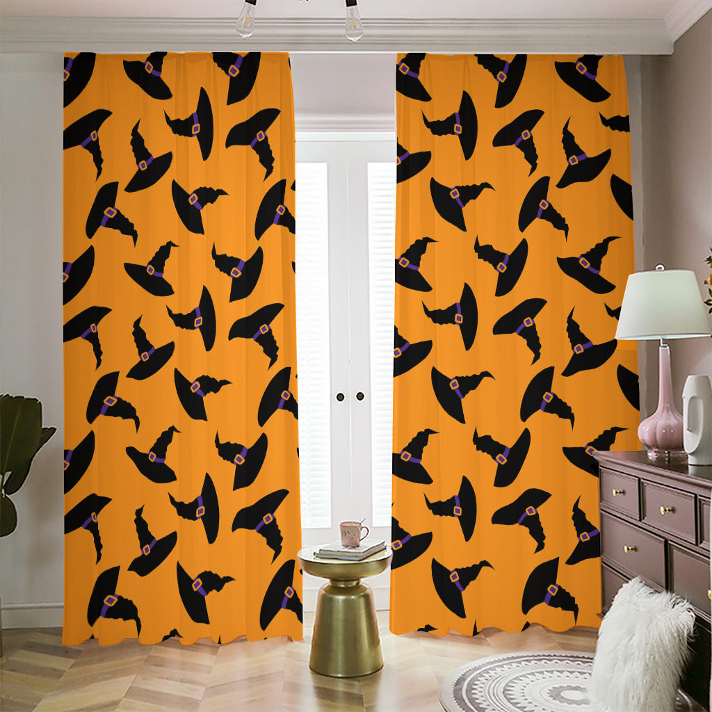 Halloween Witch Hat Pattern Print Blackout Pencil Pleat Curtains
