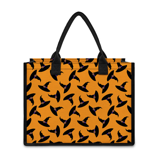 Halloween Witch Hat Pattern Print Canvas Tote Bag