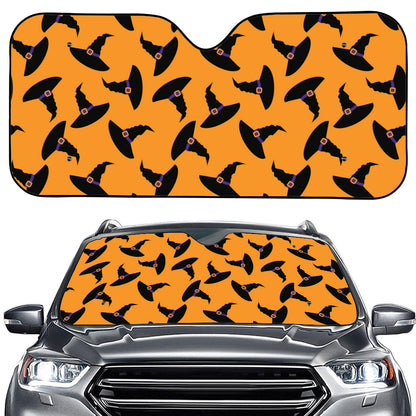 Halloween Witch Hat Pattern Print Car Windshield Sun Shade