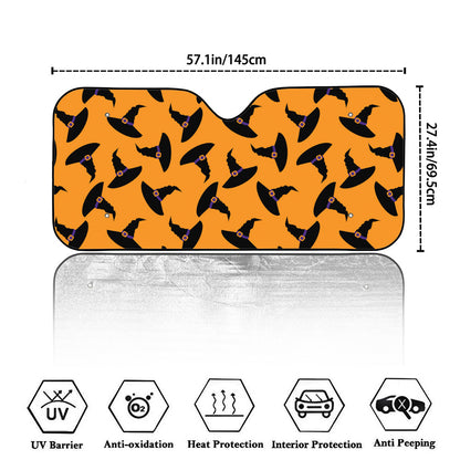 Halloween Witch Hat Pattern Print Car Windshield Sun Shade