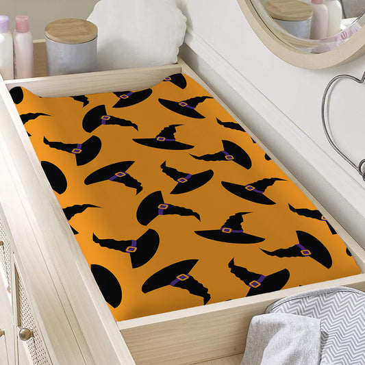 Halloween Witch Hat Pattern Print Changing Pad Cover