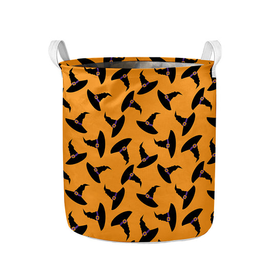 Halloween Witch Hat Pattern Print Collapsible Laundry Basket