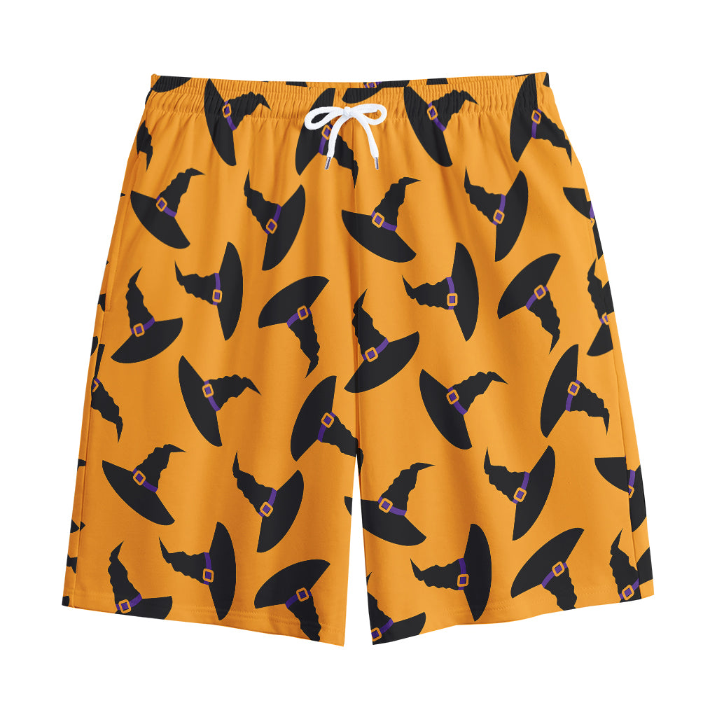 Halloween Witch Hat Pattern Print Cotton Shorts