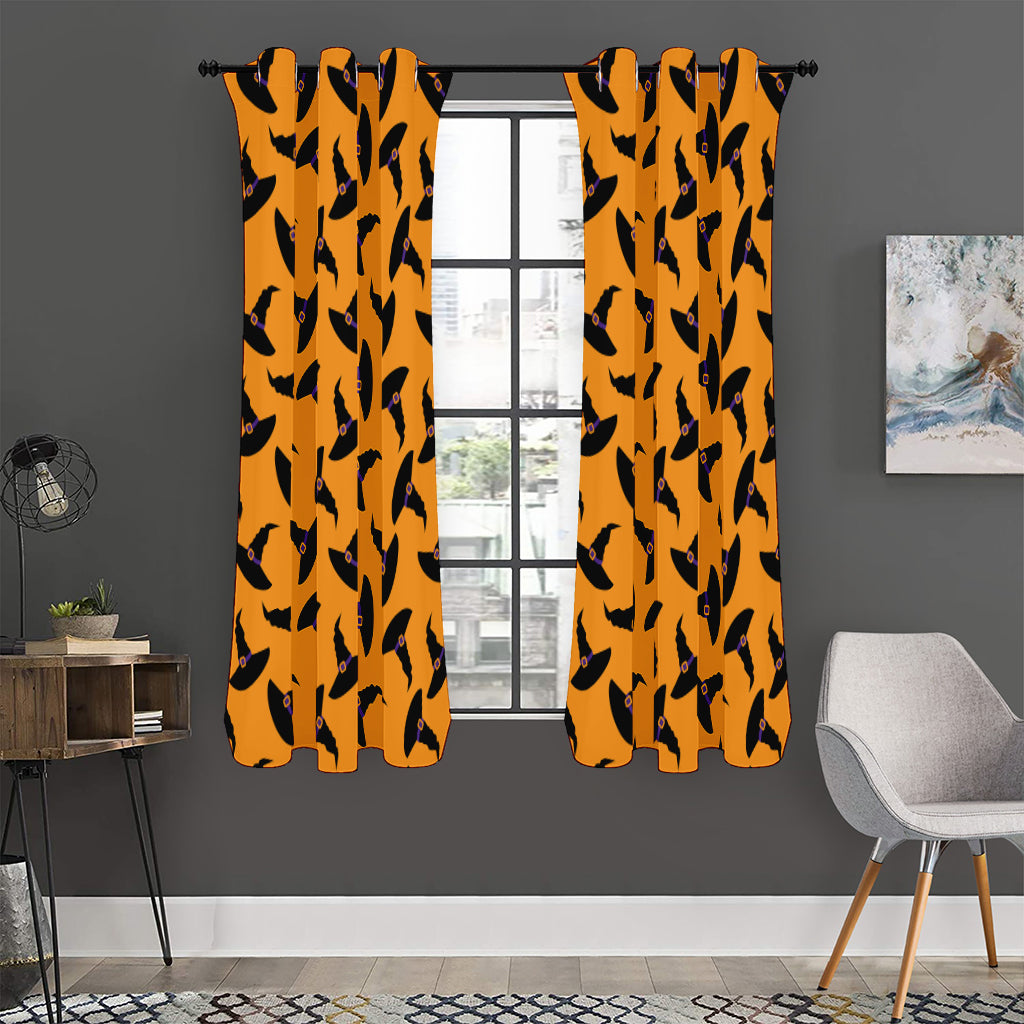 Halloween Witch Hat Pattern Print Curtain