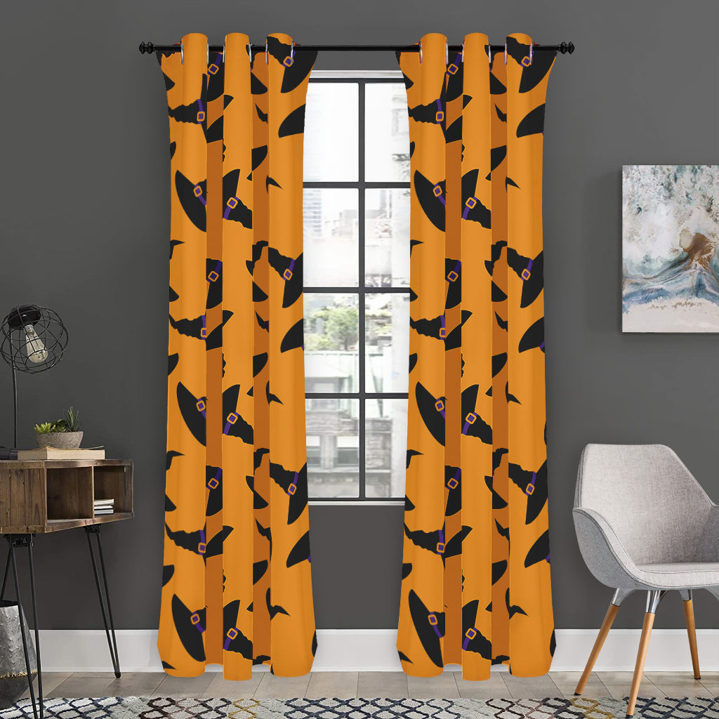 Halloween Witch Hat Pattern Print Curtain