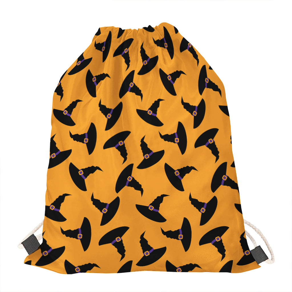 Halloween Witch Hat Pattern Print Drawstring Bag