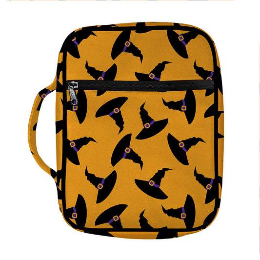 Halloween Witch Hat Pattern Print Front Pocket Bible Bag