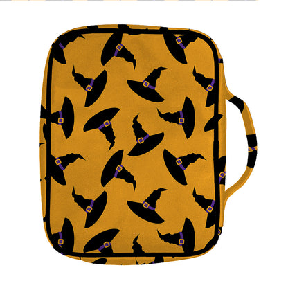 Halloween Witch Hat Pattern Print Front Pocket Bible Bag