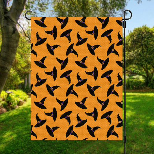 Halloween Witch Hat Pattern Print Garden Flag