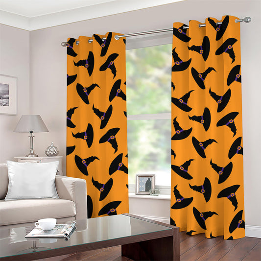 Halloween Witch Hat Pattern Print Grommet Curtains