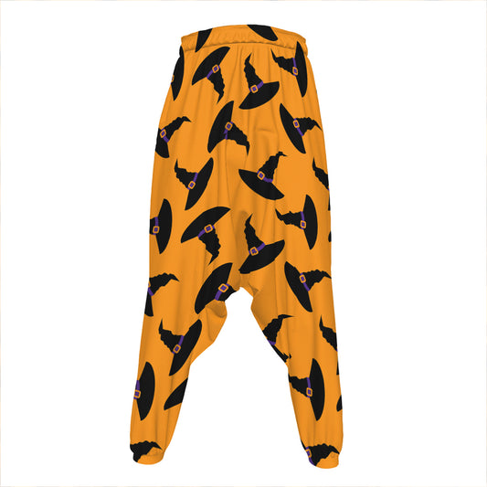 Halloween Witch Hat Pattern Print Hammer Pants