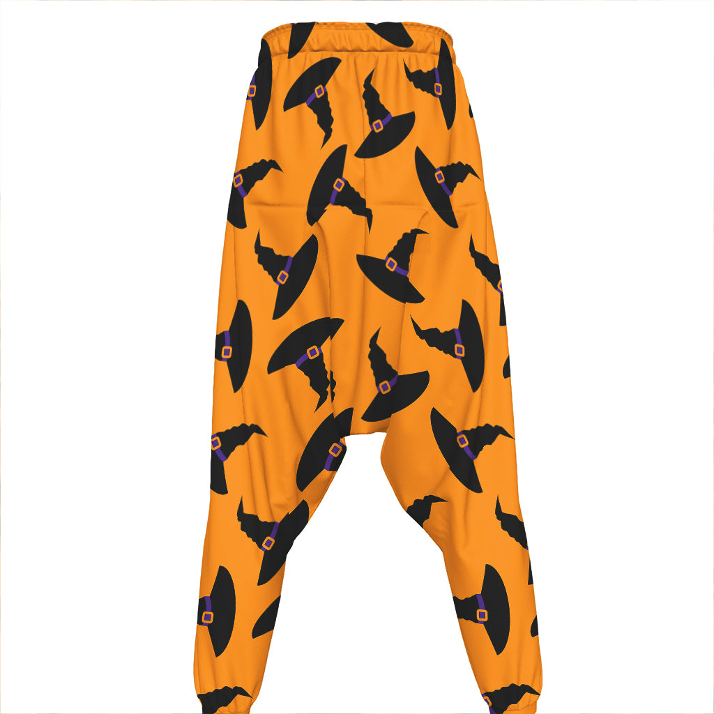 Halloween Witch Hat Pattern Print Hammer Pants