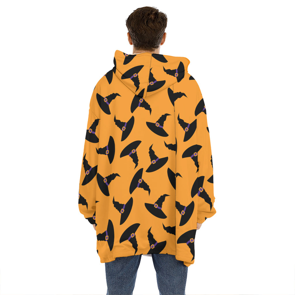 Halloween Witch Hat Pattern Print Hoodie Blanket