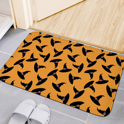 Halloween Witch Hat Pattern Print Indoor Door Mat