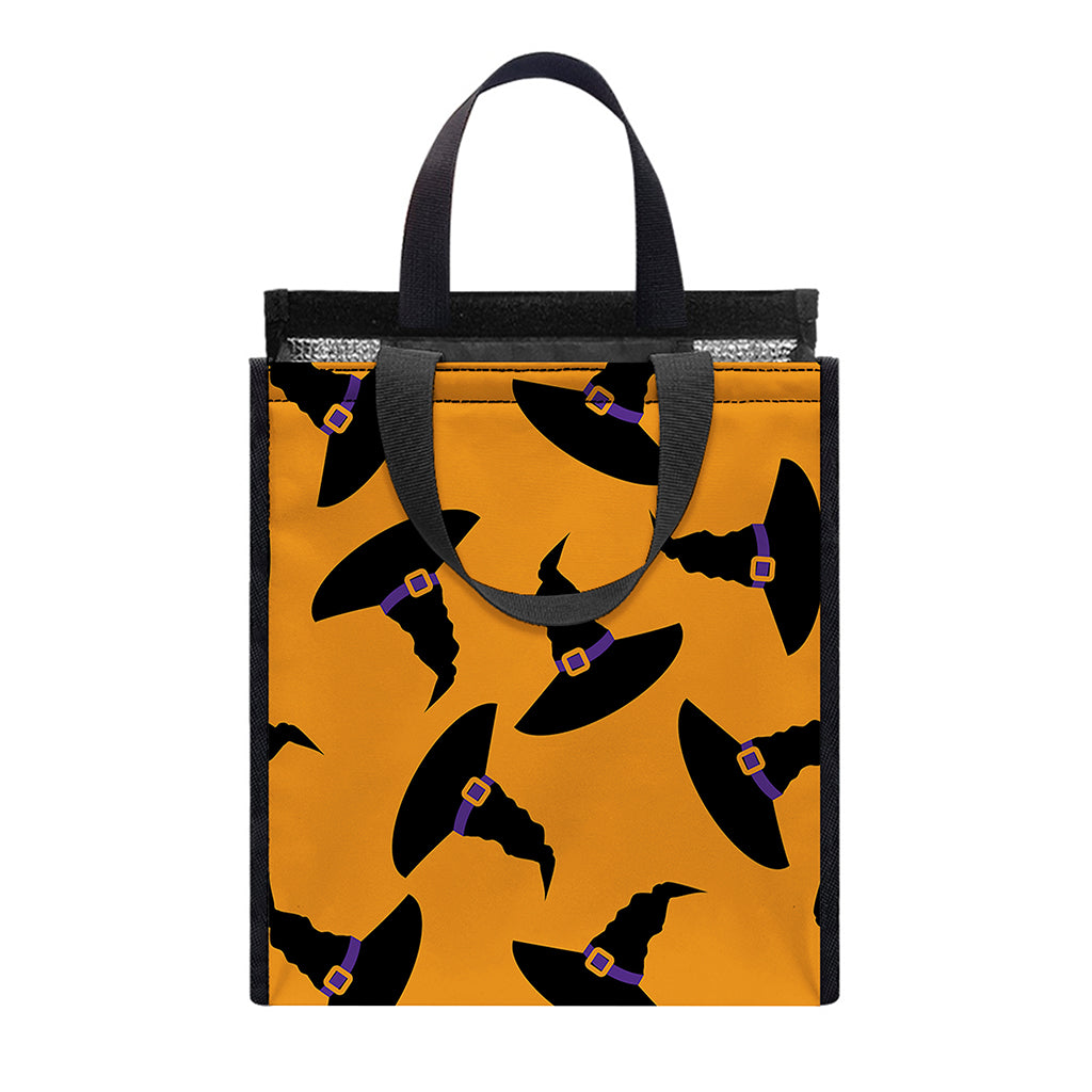 Halloween Witch Hat Pattern Print Insulated Lunch Tote